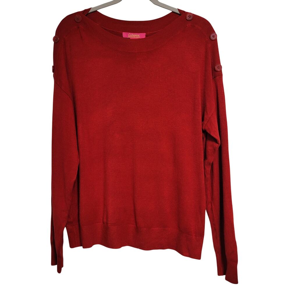 NWT Catherine by Catherine Malandrino Red Boatneck Long Sleeve Sweater Large